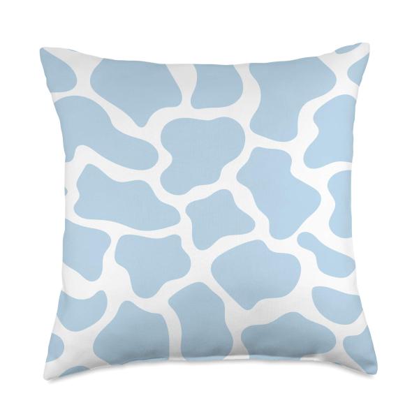 Cow Print Pattern in Light Blue Pastel Blue Throw Pillow