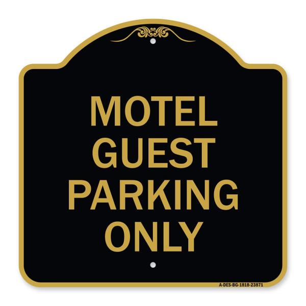 SignMission Designer Series Sign - Motel Guest Parking Only | Black ＆ Gold 18" X 18" Heavy-Gauge Aluminum Architectural Sign | Protect Your Business