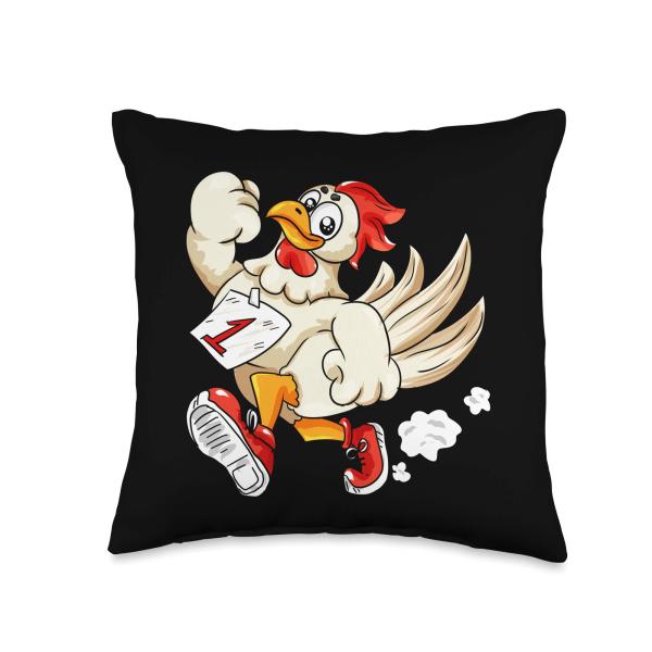 Marathon runner | running chicken motivation sport humor Throw Pillow