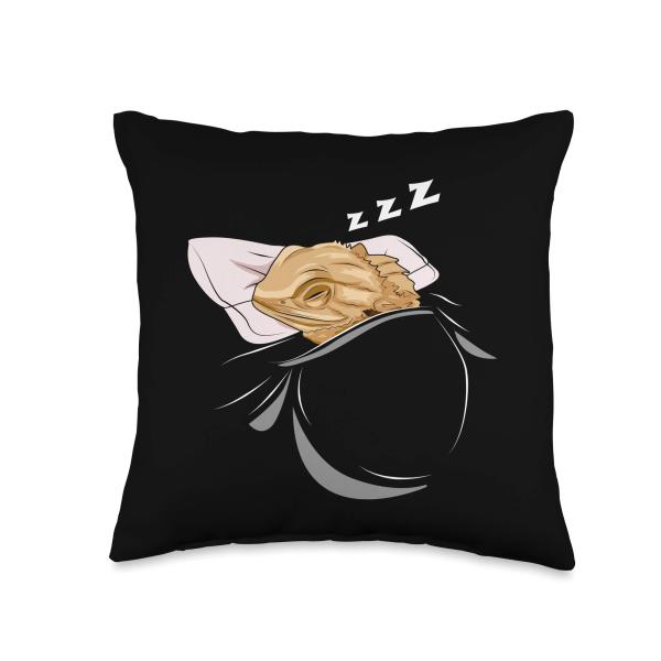 Bearded Dragon Sleeping Animal Nap PJs Outfit Bearded Dragon Throw Pillow