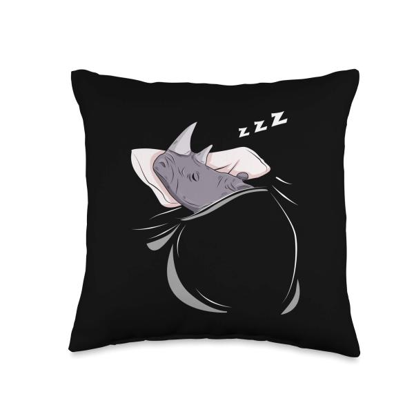 Rhinoceros Sleeping Animal Pajamas Nap PJs Outfit Gift Rhino Throw Pillow