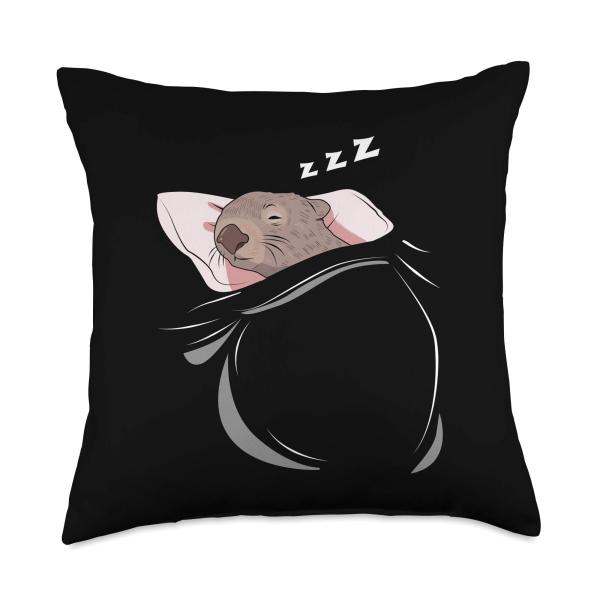 Wombat Sleeping Animal Pajamas Nap PJs Outfit Gift Wombat Throw Pillow