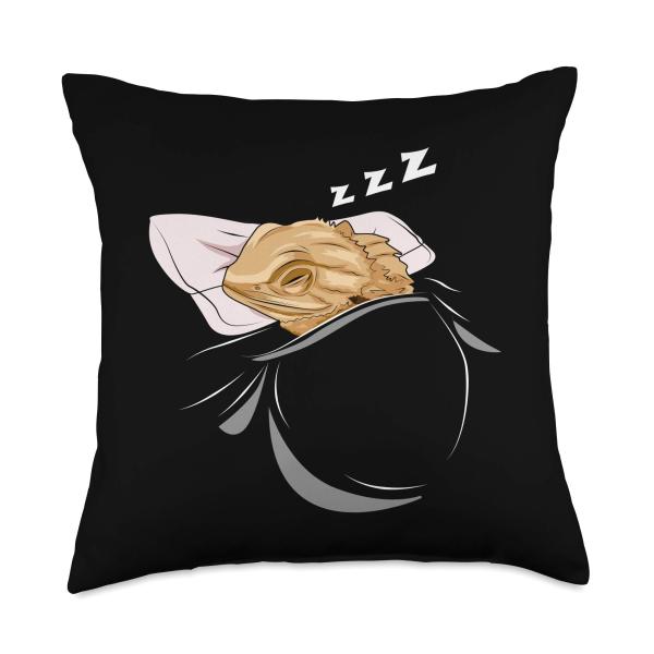 Bearded Dragon Sleeping Animal Nap PJs Outfit Bearded Dragon Throw Pillow