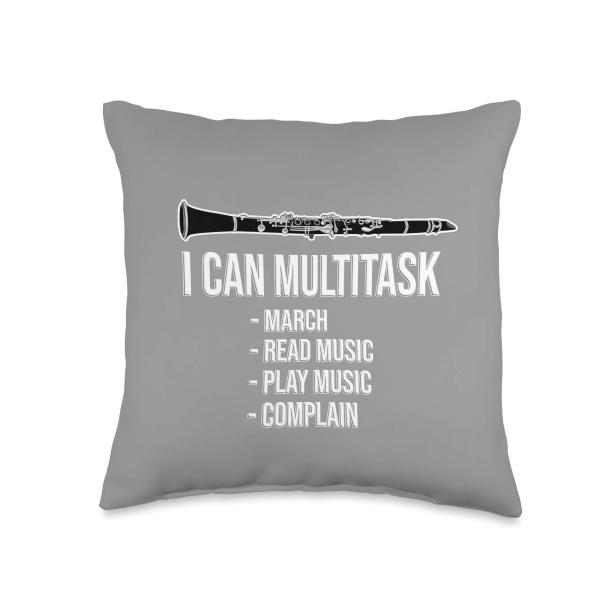 I CAN MULTITASK, Marching Band gift, Funny Clarinet Throw Pillow