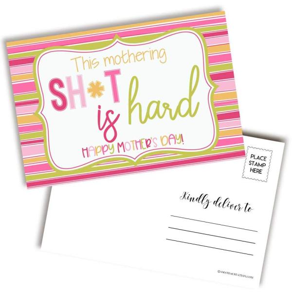 AmandaCreation 面白い This Mothering @%# Is Hard Happy 母の日テーマ 空白ポストカード 友人や家族に送る 4インチx6インチ メモカード (20)