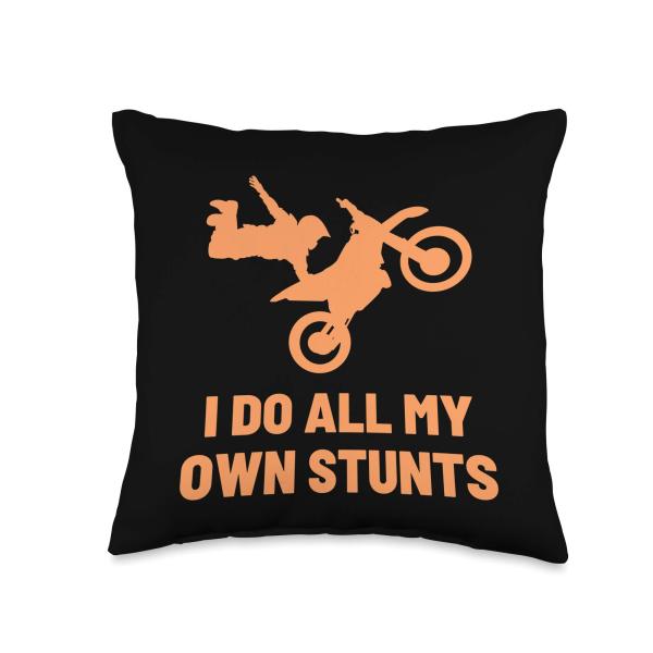 I Do All My Own Stunts Recovery Motorcycle Injury Accident Throw Pillow
