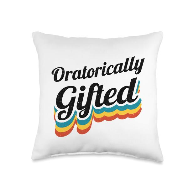 Debater Speech and Debate Team Retro Oratorically Gifted Throw Pillow