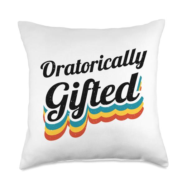 Debater Speech and Debate Team Retro Oratorically Gifted Throw Pillow