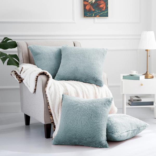 Home Soft Things Rabbit Faux Fur Pillow Shell 4 Piece Set, 20" x 20", Arona