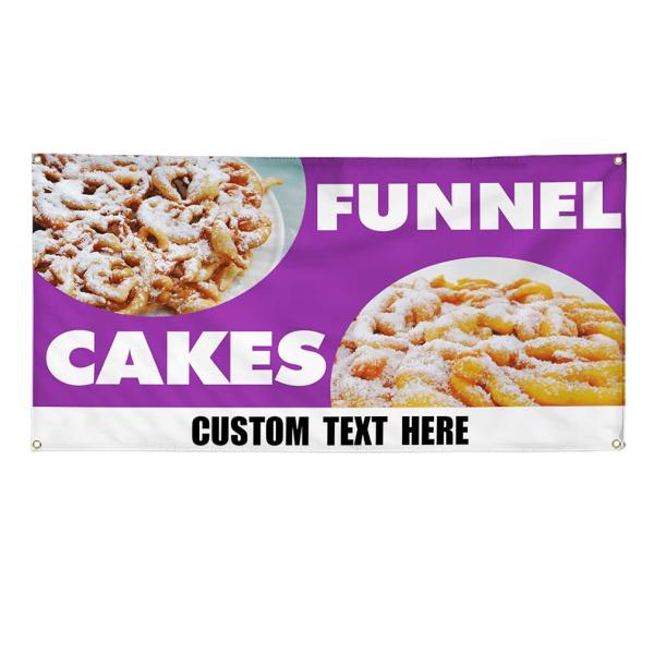 Custom Vinyl Banner Multiple Sizes Funnel Cakes Restaurant Cafe Bar Bakery Outdoor Weatherproof Industrial Yard Signs 4 Grommets Personalized Text Her