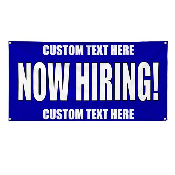 Custom Vinyl Banner Multiple Sizes Now Hiring Navy Now Hiring Outdoor Weatherproof Industrial Yard Signs 4 Grommets Personalized Text Here 24x36Inches