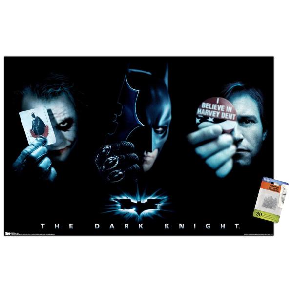 Trends International DCコミックス映画 - ダークナイト - ジョーカー、バットマン、ハーヴェイ・デント ウォールポスター プッシュピン付き