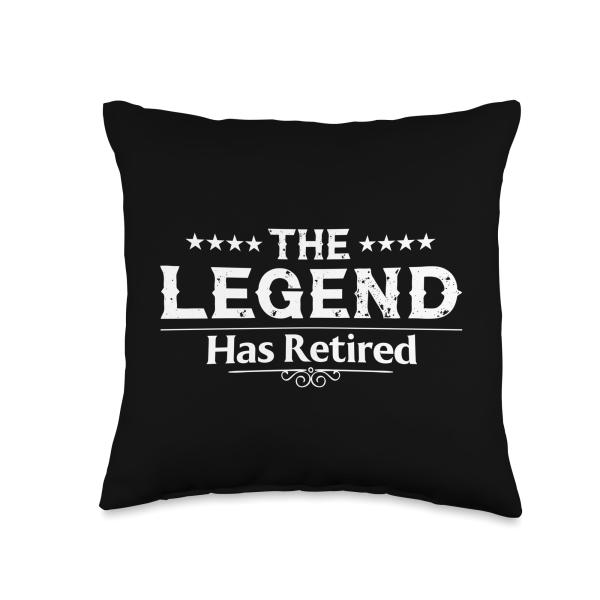 Funny The Legend Has Retired Gift For Men Women Retirement Throw Pillow