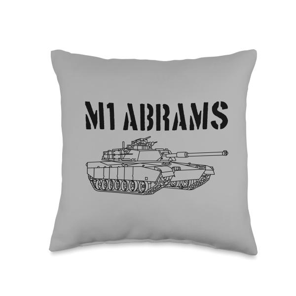 M1 Abrams Tank Schematic Vintage Military Armor Tank Throw Pillow