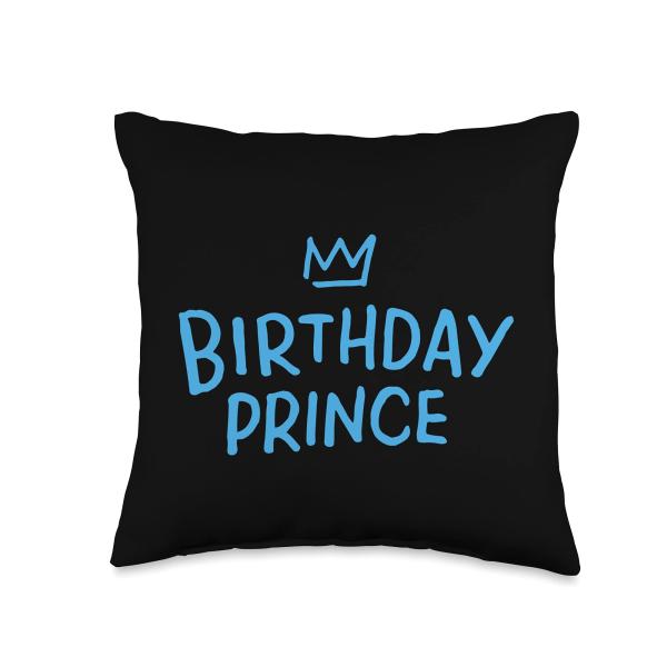 Birthday Prince Gift for Men Boys Royalty Matching Family Throw Pillow