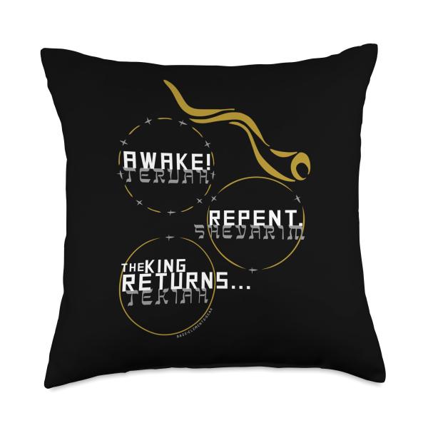 Sound the Shofar Fall Feasts Yom Teruah Day of Trumpets Throw Pillow