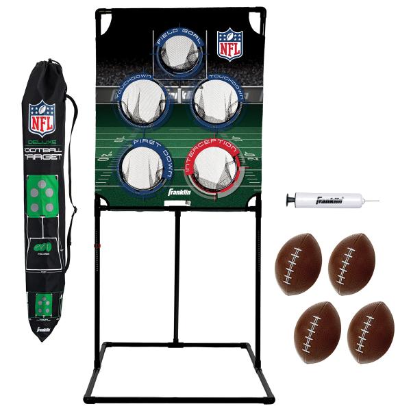 Franklin Sports NFLフットボールターゲットトスゲーム - 子供と大人のための投げゲーム - 男の子と女の子セット ミニフットボール4個付き