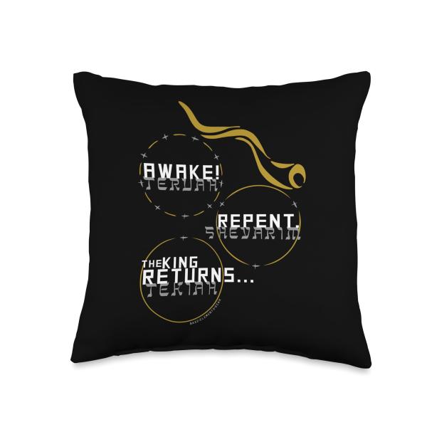 Sound the Shofar Fall Feasts Yom Teruah Day of Trumpets Throw Pillow
