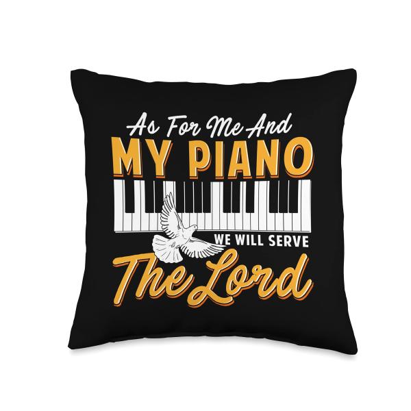 As For Me and My Piano We Will Serve the Lord Pianist Throw Pillow