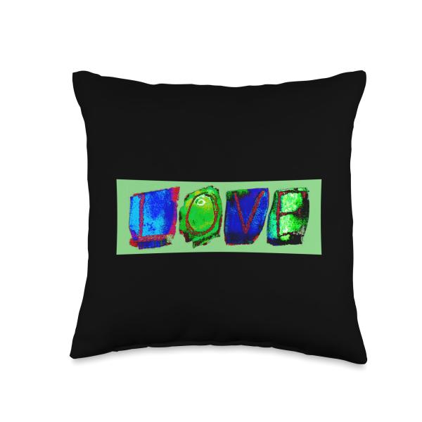 LOVE APPAREL ＆ Co. Cute Colorful Style Bold Love Letters Throw Pillow, 16x16