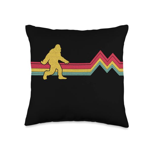 Retro Bigfoot Shirt. 70s 80s Vintage Style Sasquatch Funny Throw Pillow