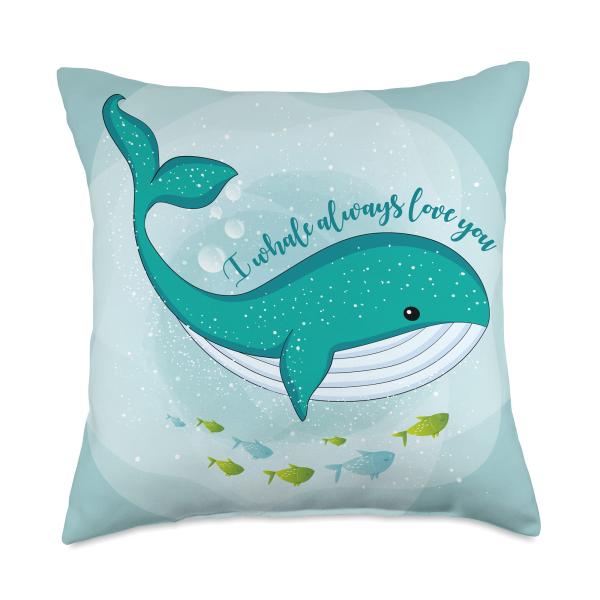 I Whale Always Love You Cute Baby Nursery D〓cor-Gift Blue Throw Pillow
