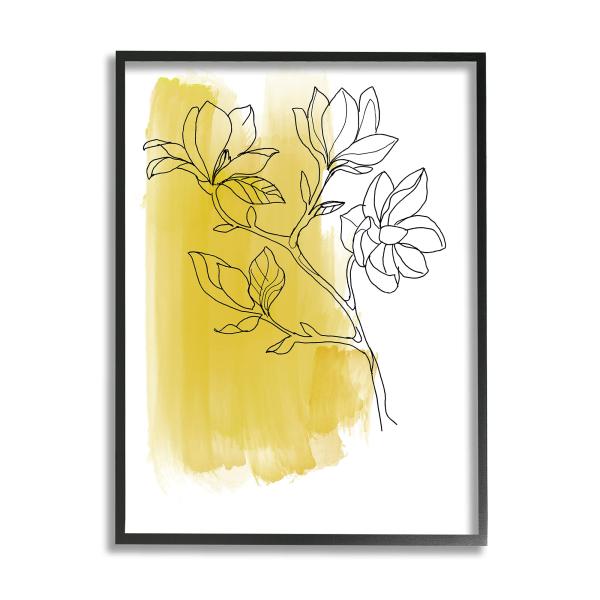 Stupell Industries Tree Blossom Branch Line Drawing Yellow Brush Pattern