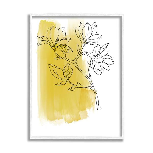Stupell Industries Tree Blossom Branch Line Drawing Yellow Brush Pattern