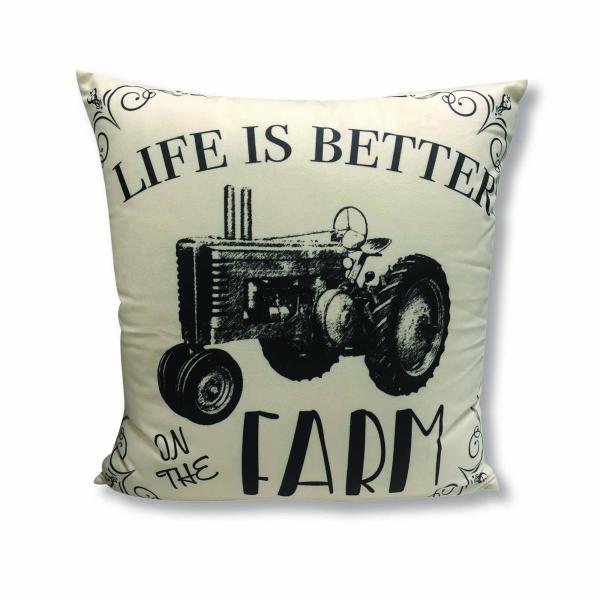 Virah Bella Throw Pillow Life is Better On The Farm - 18" x 18" Decorative Accent Pillow - Cabin ＆ Farmhouse Couch D〓cor
