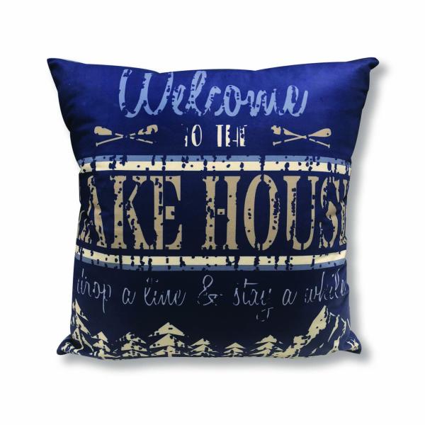 Virah Bella Throw Pillow Welcome to The Lake House Rules - 18" x 18" Decorative Accent Pillow - Cabin ＆ Farmhouse Couch D〓cor