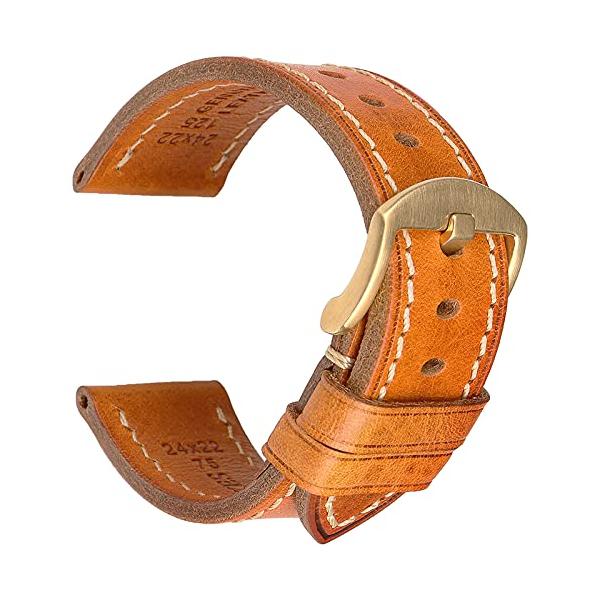REZERO Leather Watch Straps, Italian Top Grain Leather Watch Band Replacements, Vegetable-Tanned Watch Bracelets for Men, Women 18/19/20/21/22/23/24/2