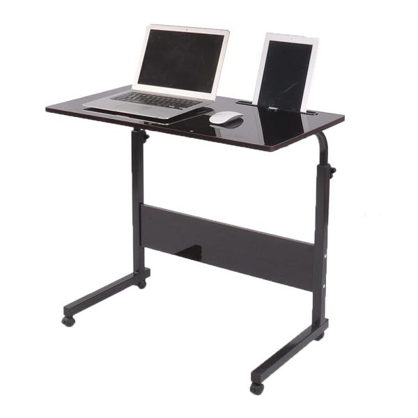 sogesfurniture Mobile Side Table 31.5 inches Tablet Slot ＆ Wheels Mobile Laptop Computer Desk Adjustable Movable Laptop Computer Stand for Bed Sofa,