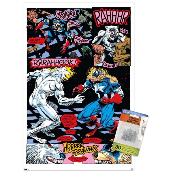 Marvel: Year of the Shield - Captain America Werewolf - Panel 2 Wall Poster with Push Pins