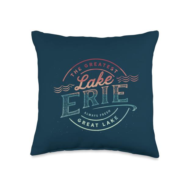 The Great Lakes Shirt- Lake Erie, Lake Life theme Throw Pillow