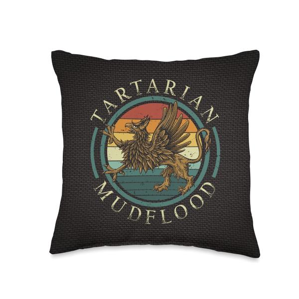Tartarian Mudflood - Retro Tartaria Empire Griffin Throw Pillow