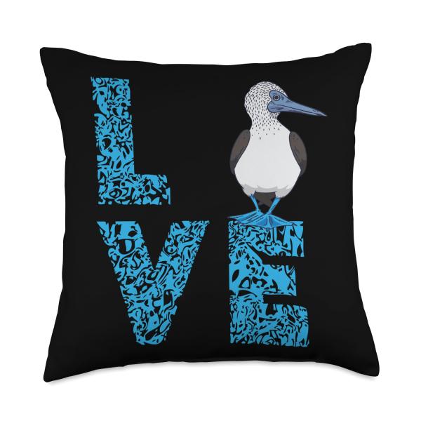 Blue Footed Boobies Love Tropical Sea Bird Boobies Lovers Throw Pillow