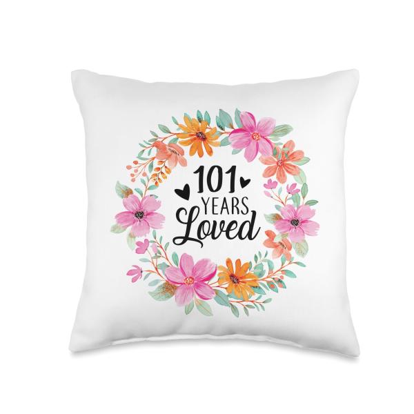101 Years Loved Funny Mom Dad Grandpa Grandma 101st Birthday Throw Pillow