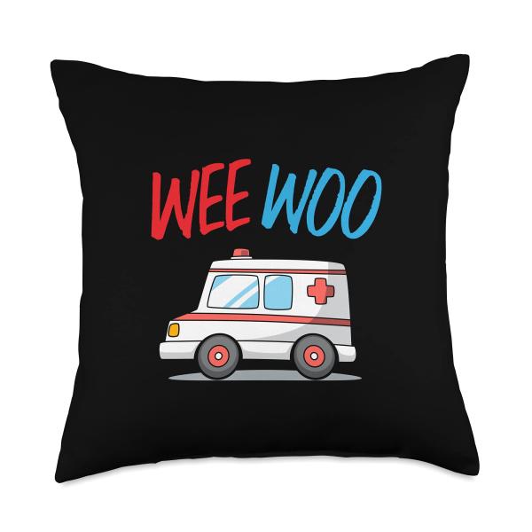 Wee Woo Funny Ambulance Technician Ambulance Driver Design Throw Pillow