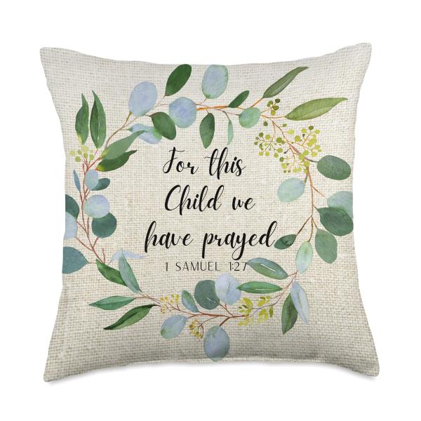 For This Child we have Prayed Baby Shower Unisex Design Throw Pillow