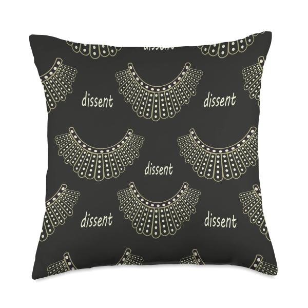 RBG Ruth Bader Ginsburg Dissent Collar pattern Throw Pillow