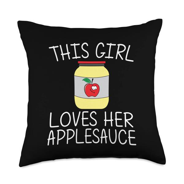 Cool Applesauce For Girls Kid Sweetened Apple Sauce Food Jar Throw Pillow