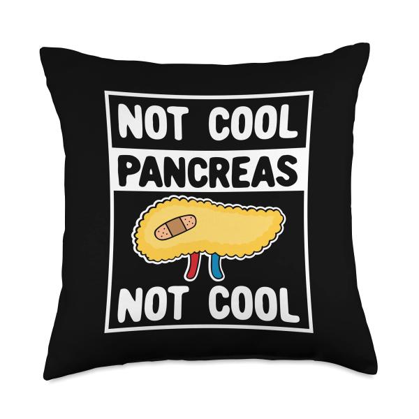 Not Cool Pancreas Not Cool Diabetes Humor Throw Pillow