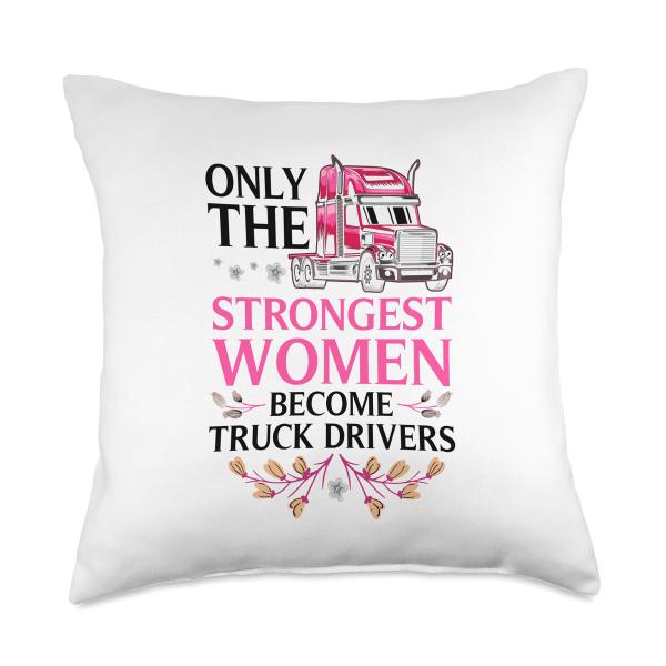 Funny Truck Driver For Women Girls Lorry Cab Female Driving Throw Pillow