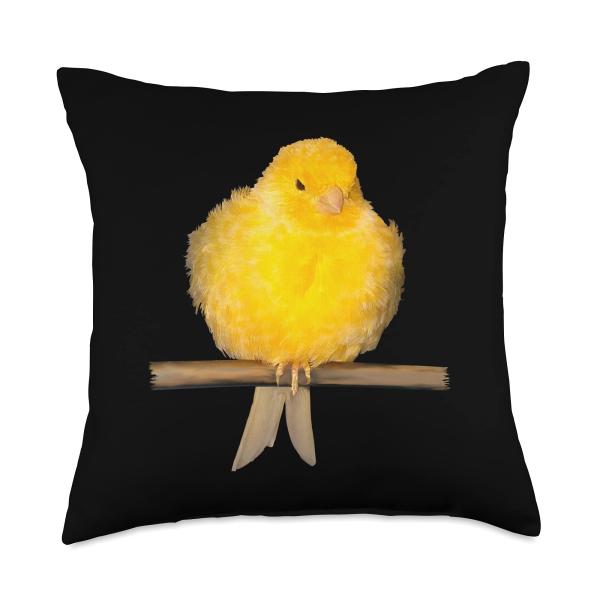 Cute canary bird with yellow feathers Throw Pillow