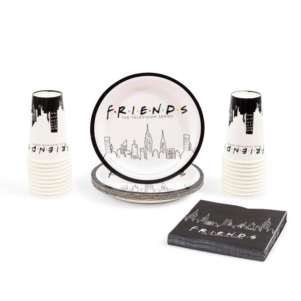 Silver Buffalo Friends the Television Series New York Skyline 60 Pack Partyware Disposable Paper Plates, Napkins, and Cups