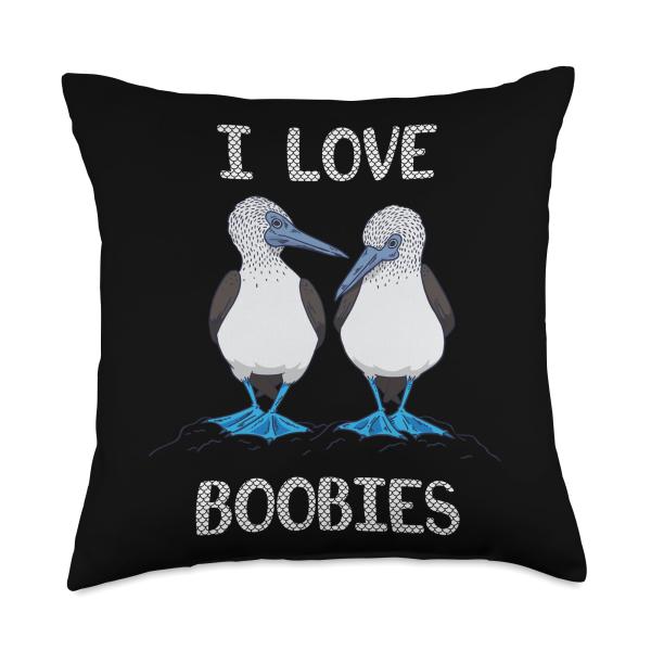 Blue Footed Boobies Tropical Sea Bird Boobies Lovers Throw Pillow