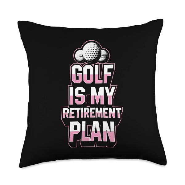 Golf Is My Retirement Plan Funny Golfing Essential Gear Throw Pillow