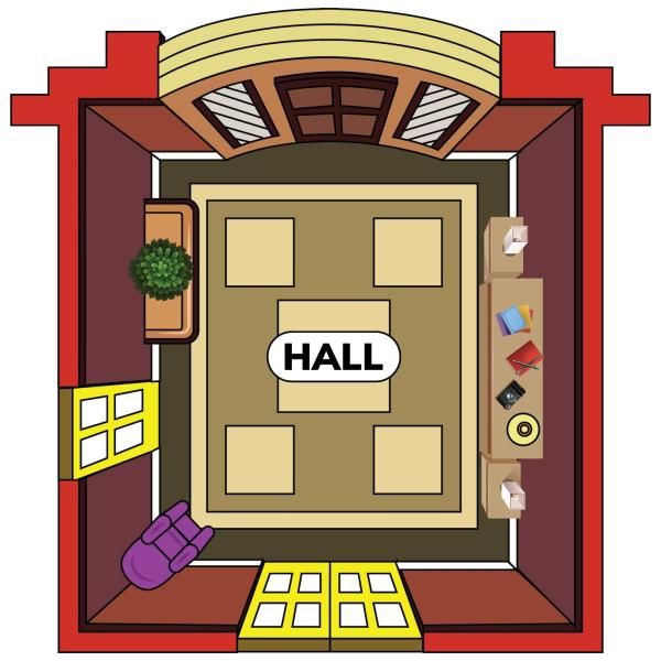 Vinyl Wall Decal: Classic Murder Mystery Board Game The Hall | 28" x 28" Cluedo Passage Way Lobby Room Bedroom Home Sticker D〓cor