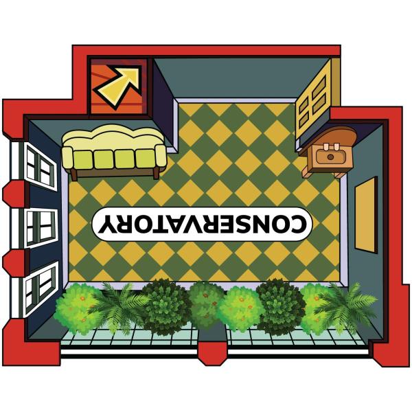 Vinyl Wall Decal: Clue Conservatory Glasshouse Pavillon Gazebo - 28" x 28" Classic Murder Mystery Board Game Kids Room Bedroom Home Sticker D〓cor