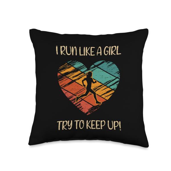 Girls Cross Country Running Running Sport Cardio Workout Throw Pillow